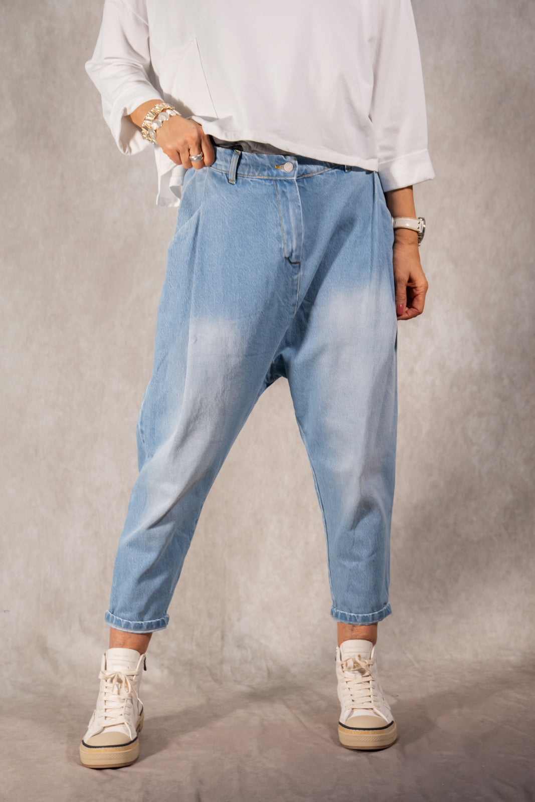 Baggyhose aus Jeans hellblau Gr. Onesize (36-40)