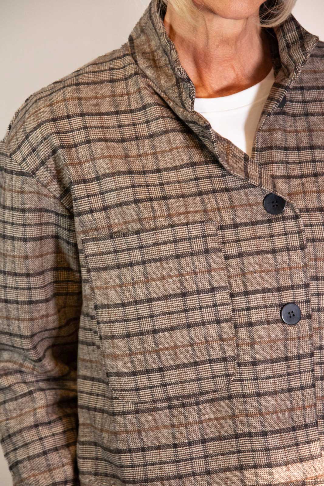 Veste Glencheck marron à boutons - taille unique (38–42)
