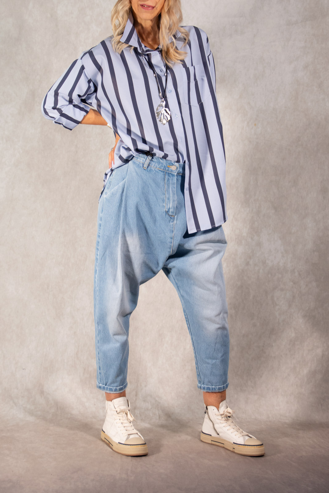 Longhemd blau gestreift Gr. Onesize (38-44)