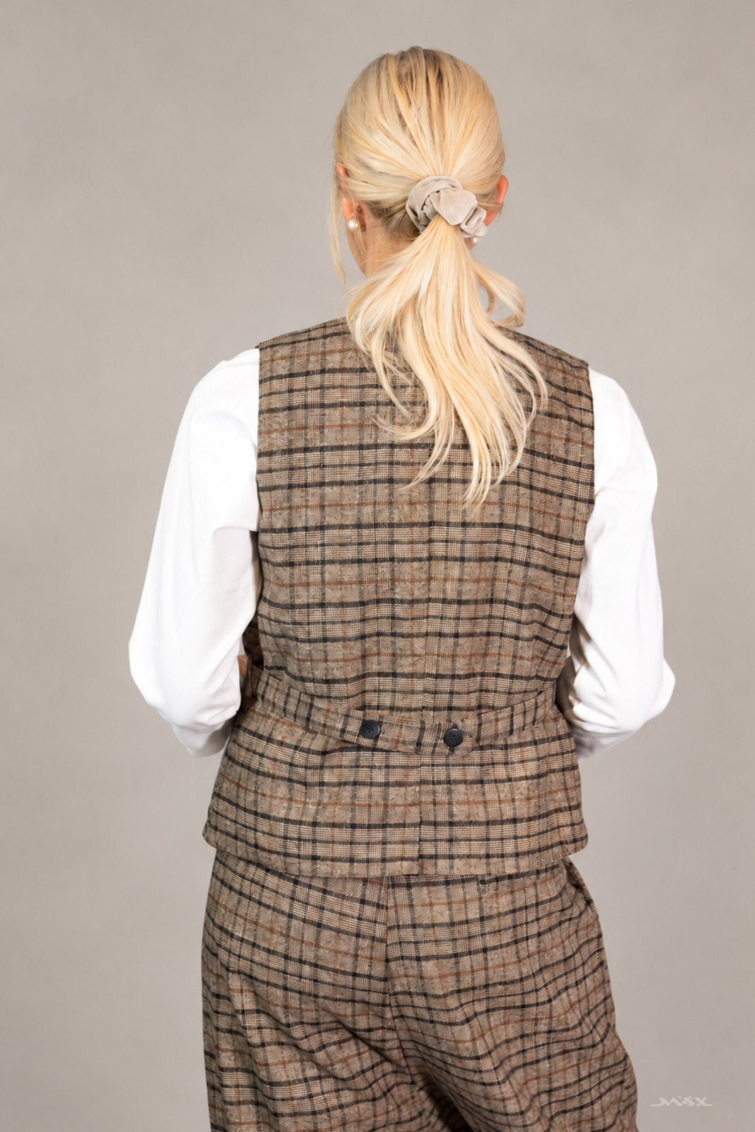 Brown Glencheck Button Waistcoat - One Size (36–40)