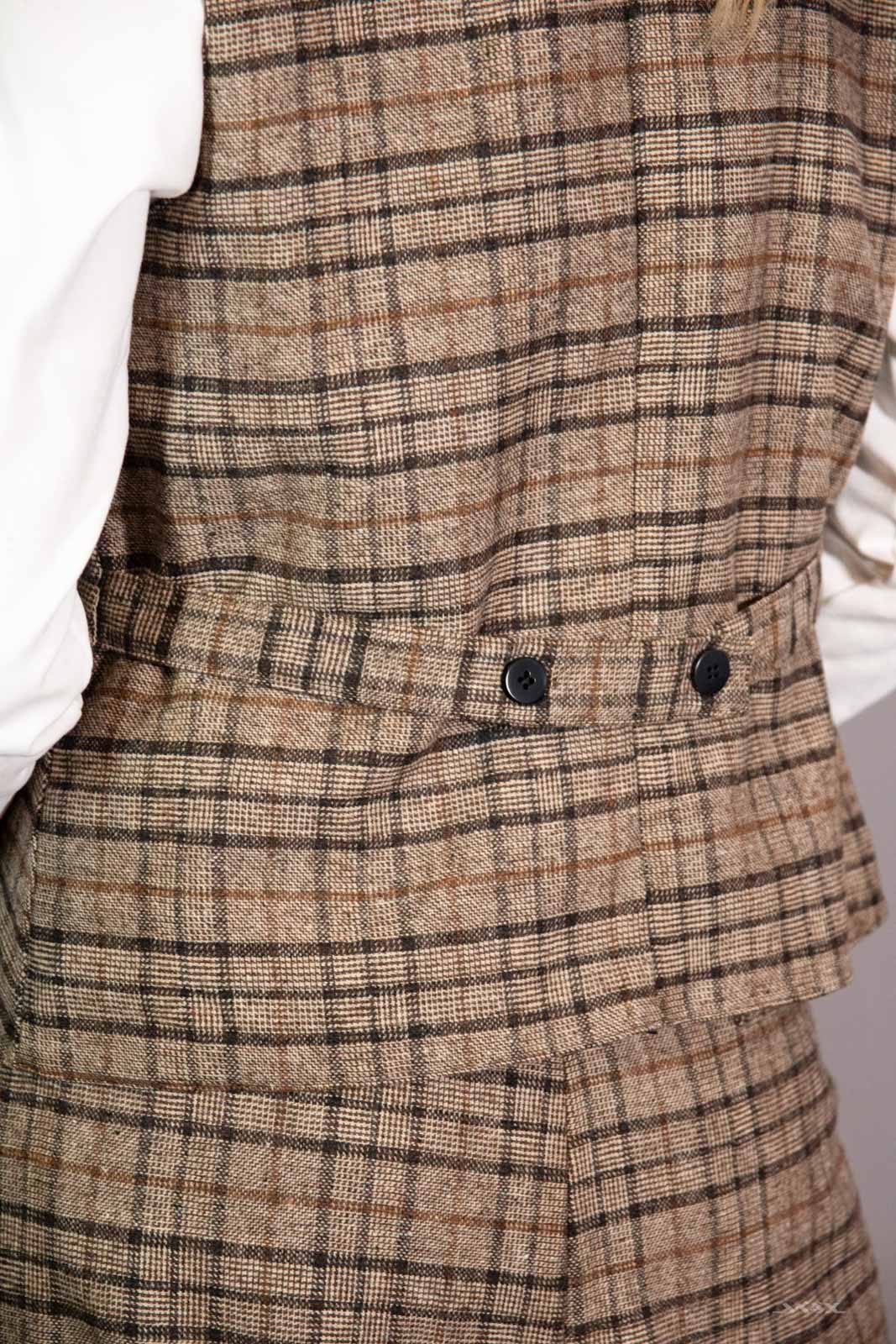 Brown Glencheck Button Waistcoat - One Size (36–40)