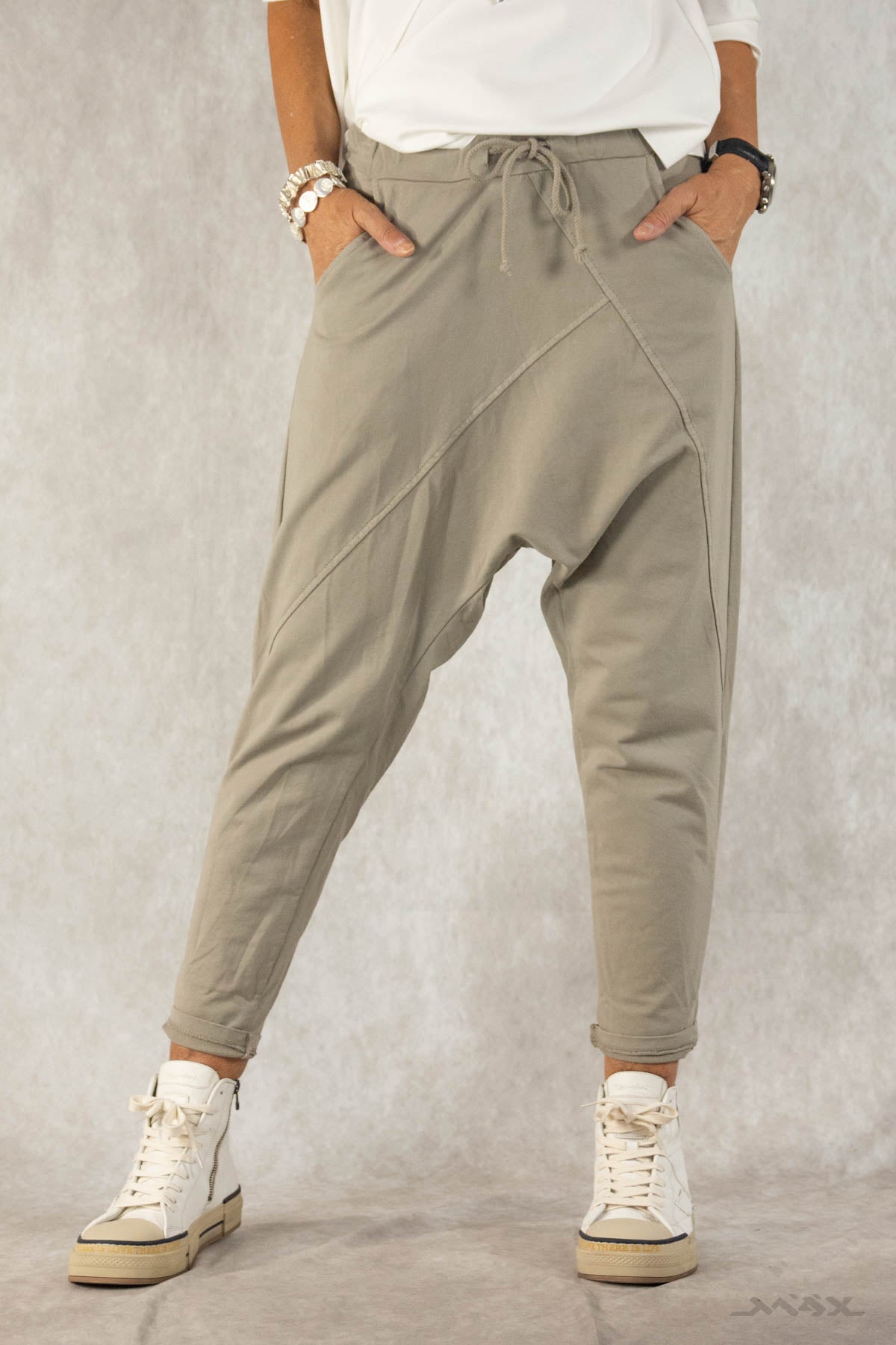 Haremshose aus Baumwolle taupe Gr. onesize(38-42)