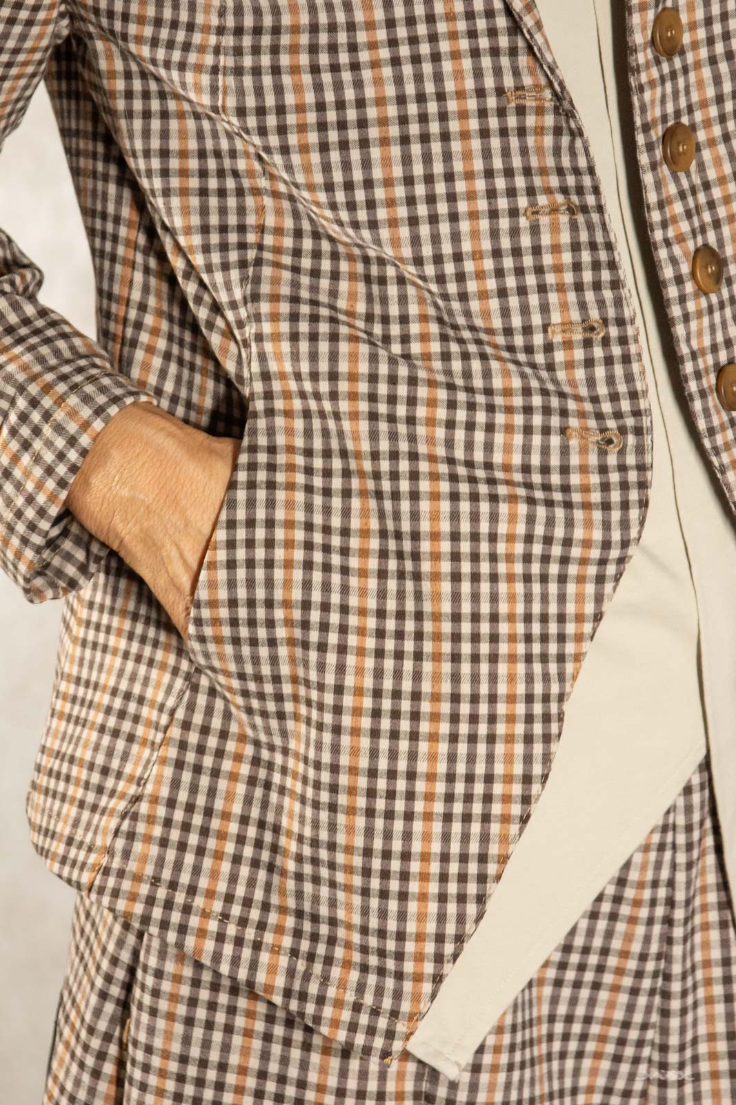 Blazer beige-braun kariert Gr. Onesize (38-40)