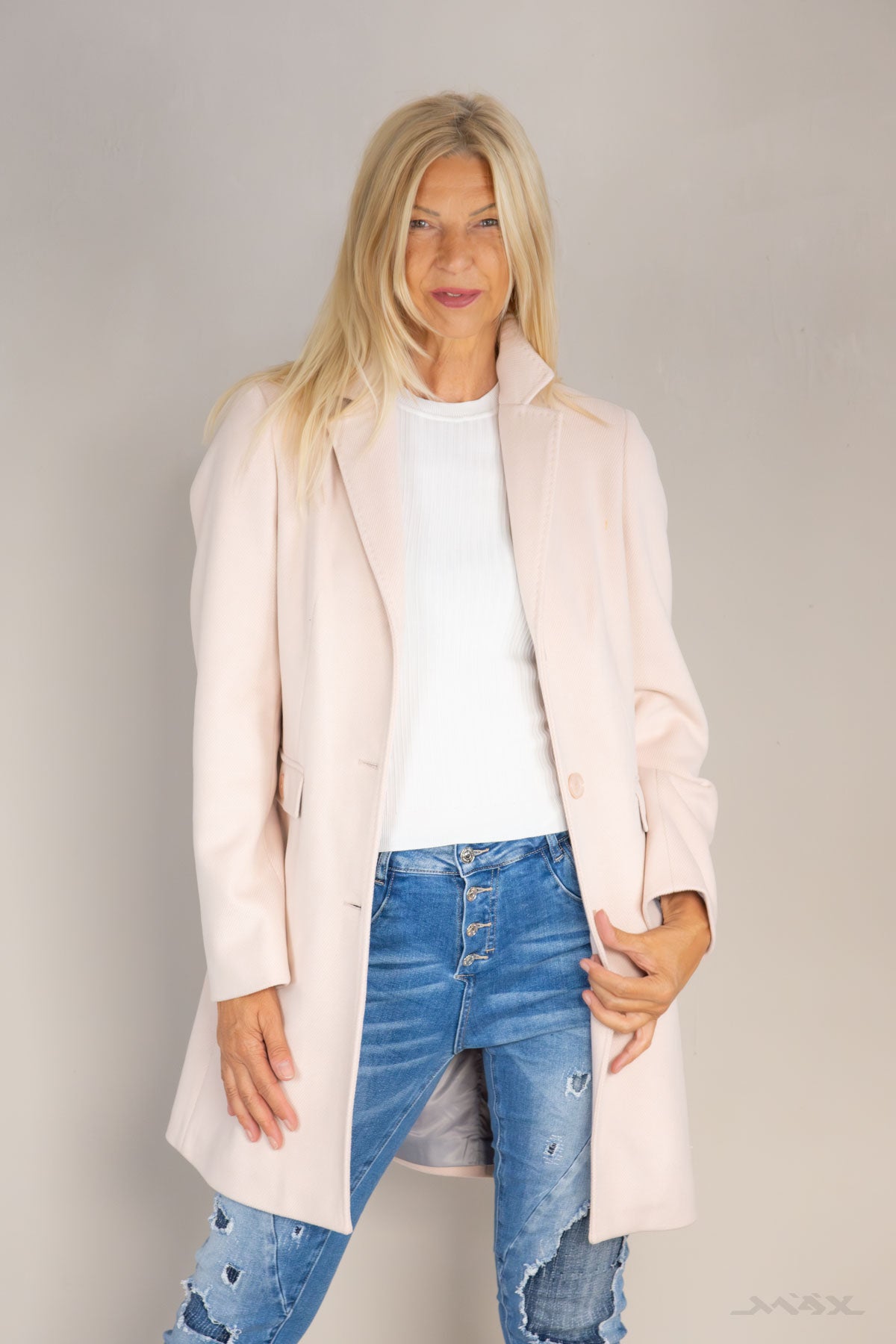 Blazer Mantel mit Revers Lightpink