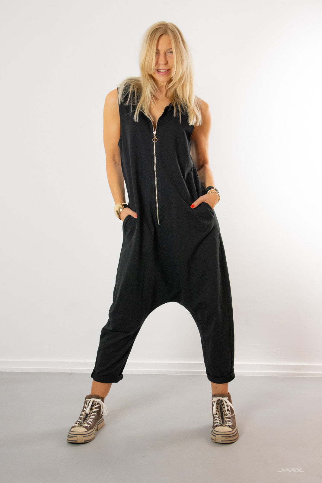 Zipper Jumpsuit schwarz Gr. Onesize (38-44)