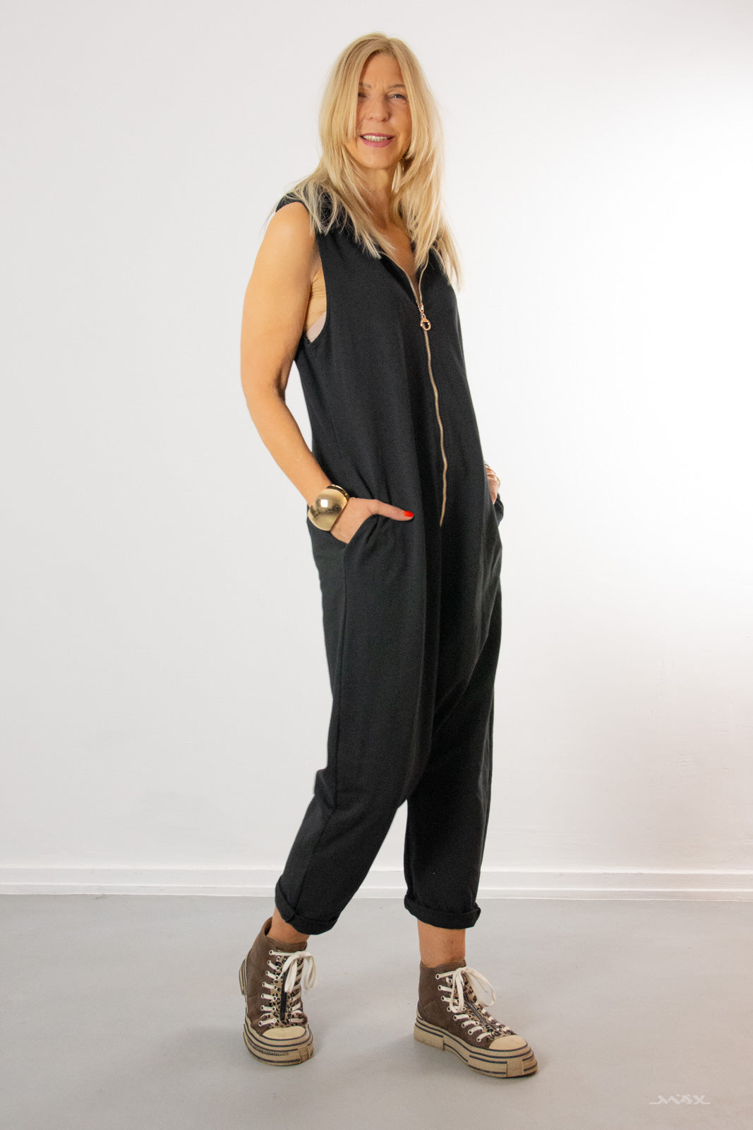 Zipper Jumpsuit schwarz Gr. Onesize (38-44)