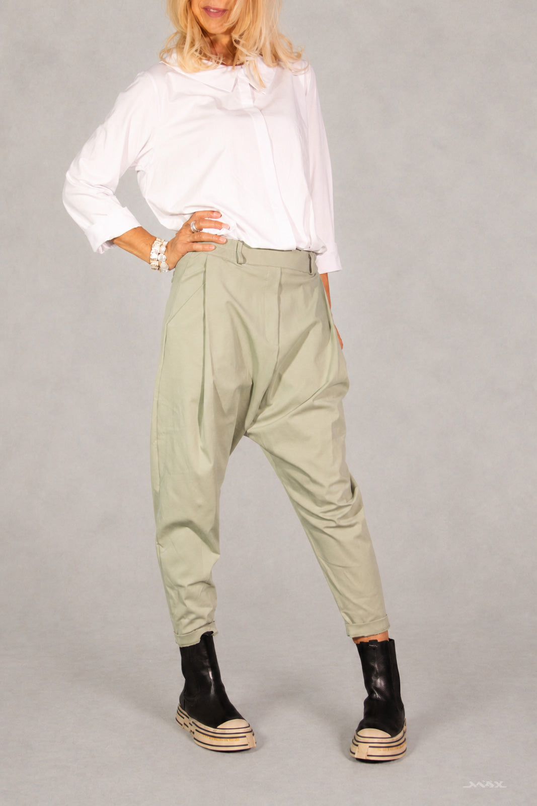 Sage Green Baggy Trousers, One Size (36–42)