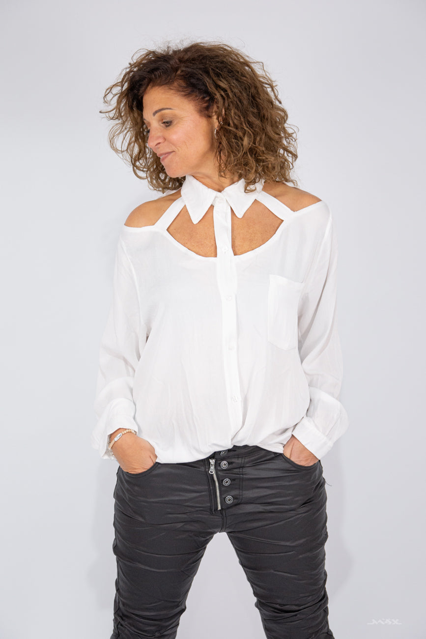 Cut-Out Bluse weiß