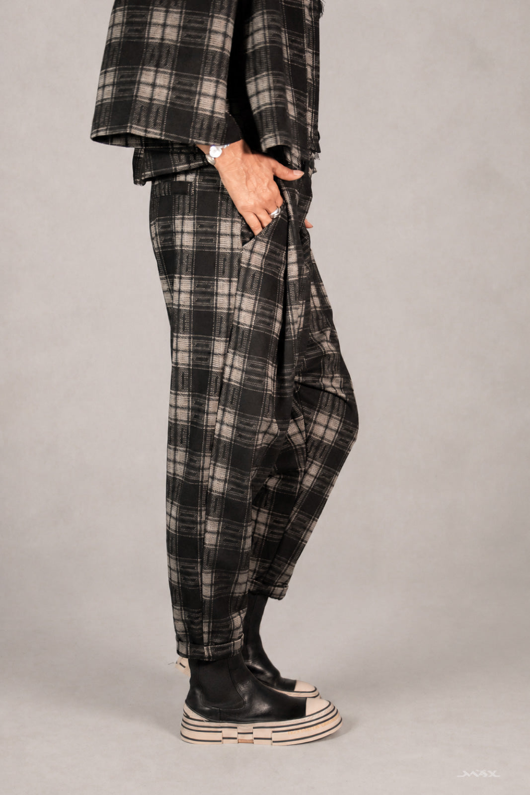 Soft Checked Harem Trousers - One Size (38–42)