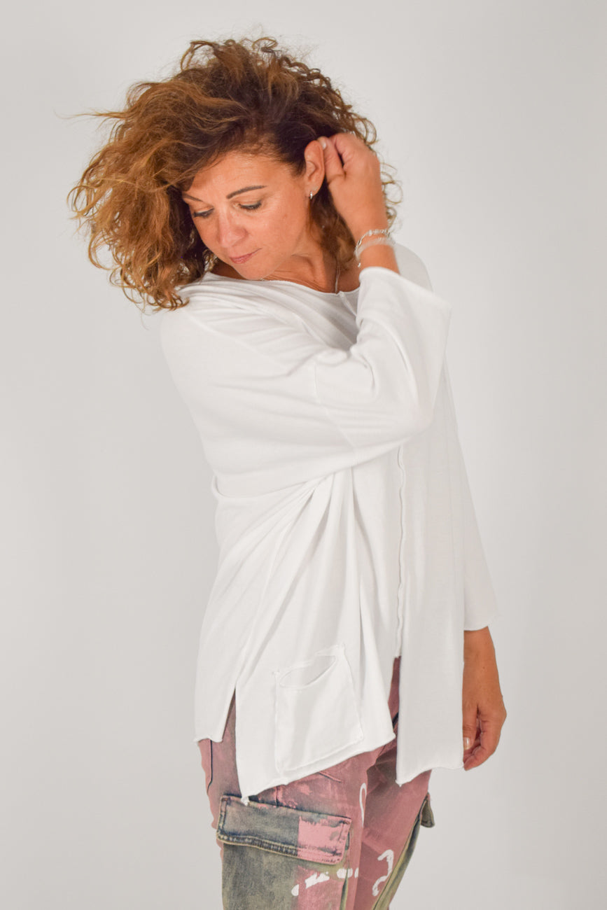 Oversize shirt wit asymmetrische maat één maat (38-44)