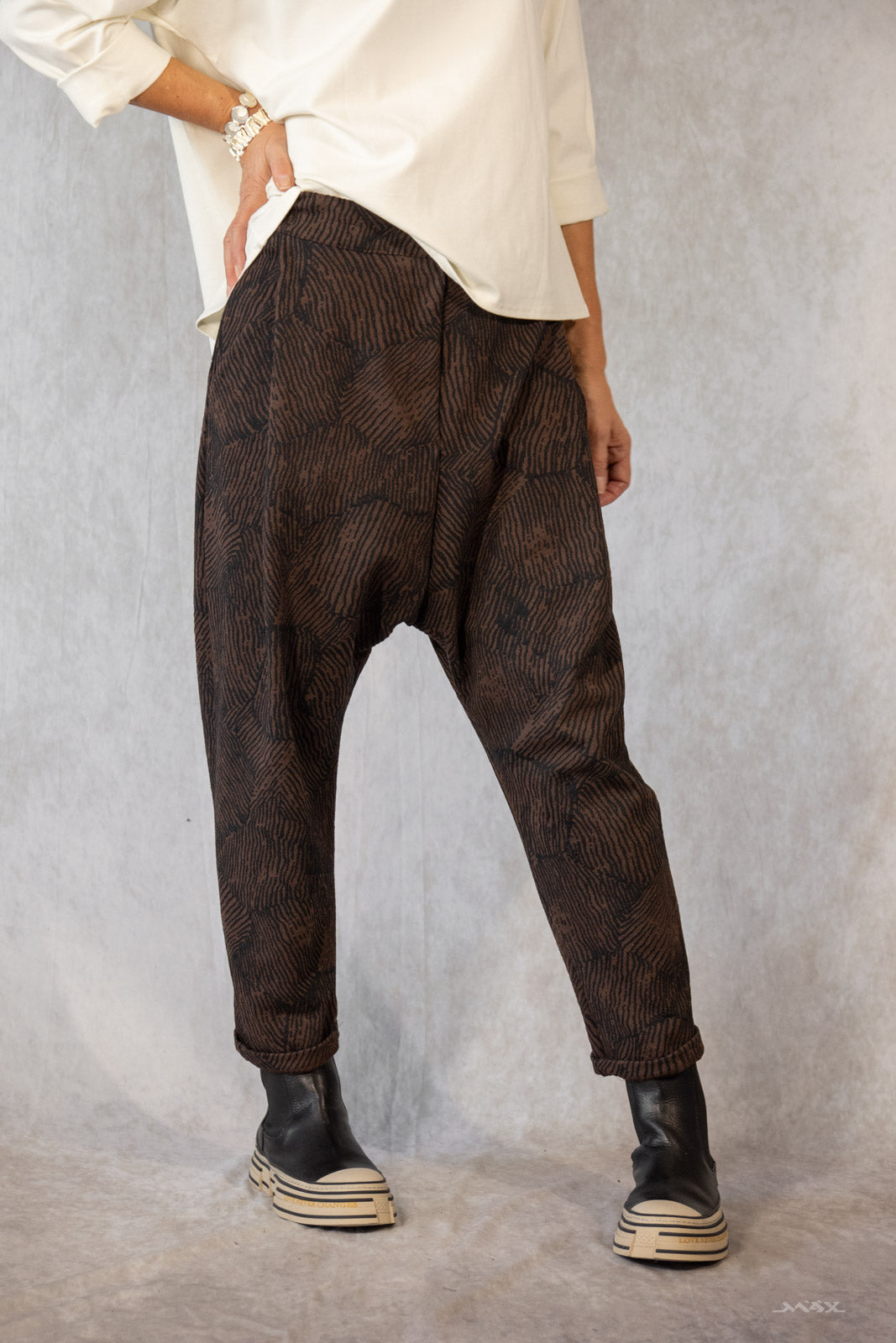 Baggy broek met reliëfpatroon, maat one size (38-42)