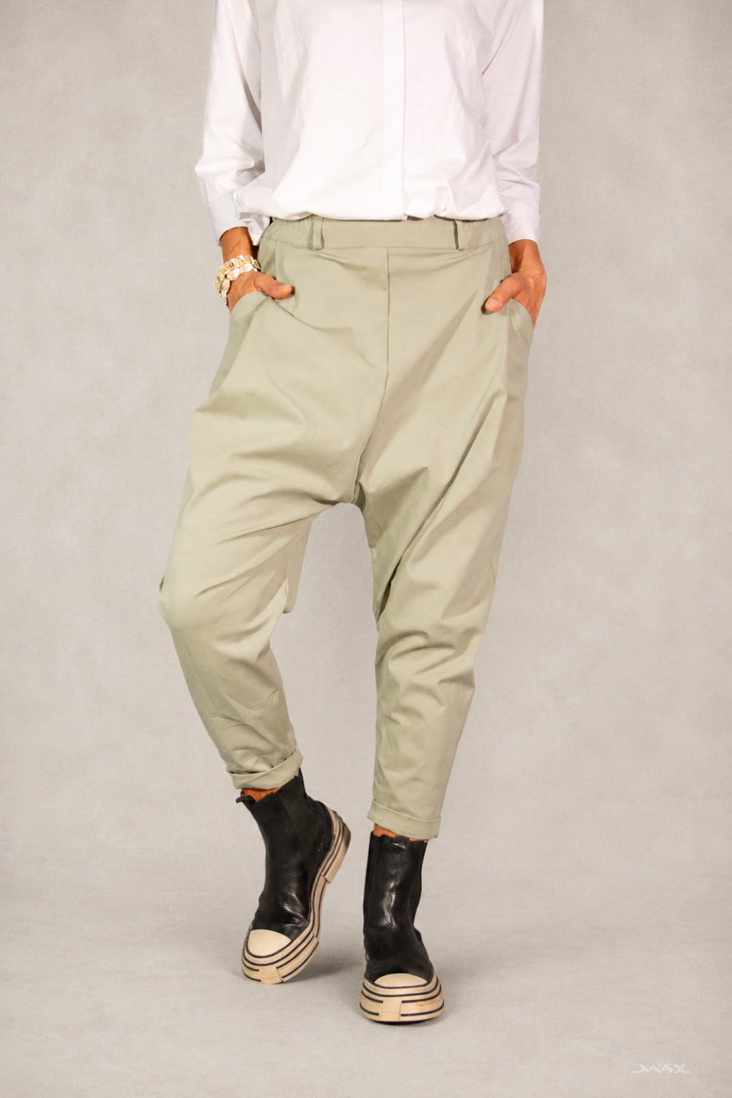 Baggybroek saliegroen – One Size (36–42)
