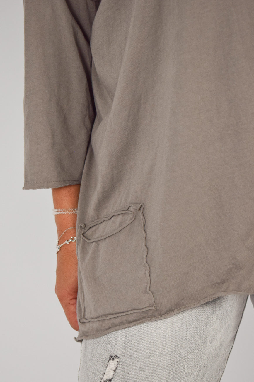 Oversize Shirt taupe asymmetrisch