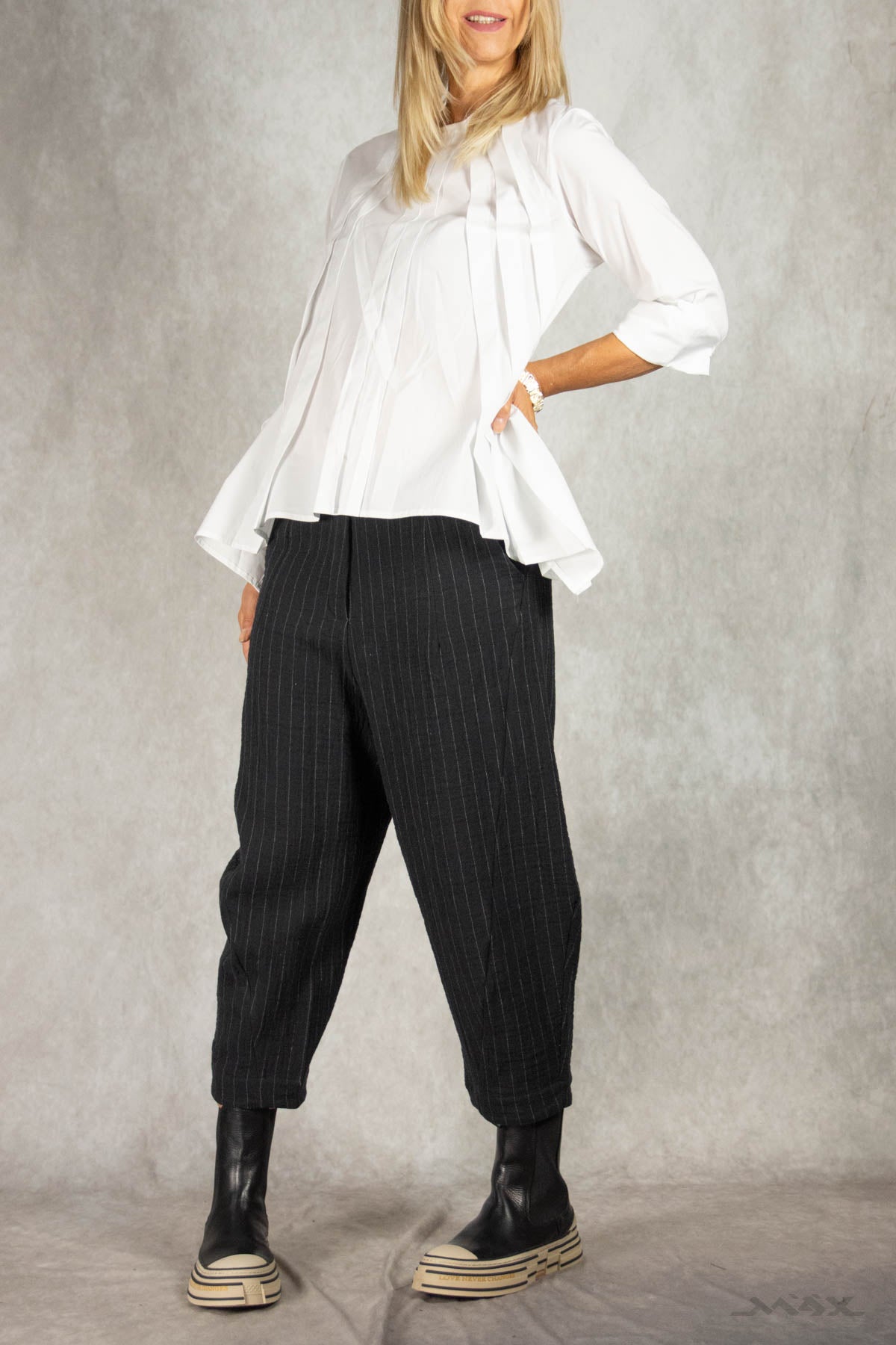 Geplooide katoenen blouse, maat one size (38-42)