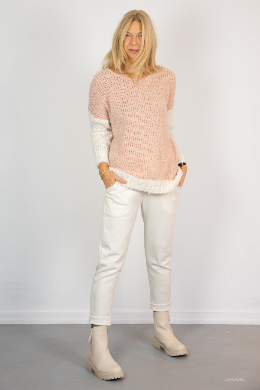 Boucle-Pulli in beige-rosa