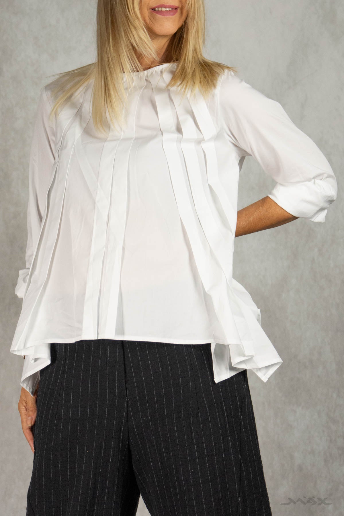 Geplooide katoenen blouse, maat one size (38-42)