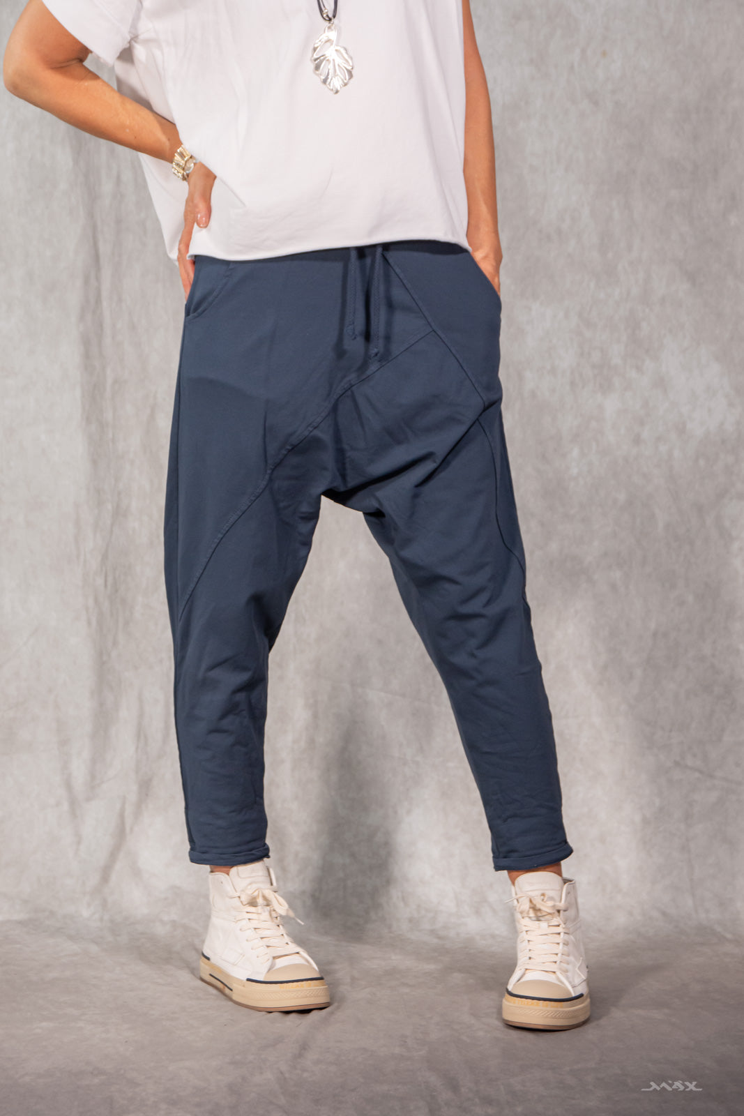 Haremshose aus Baumwolle navy Gr. onesize (38-42)