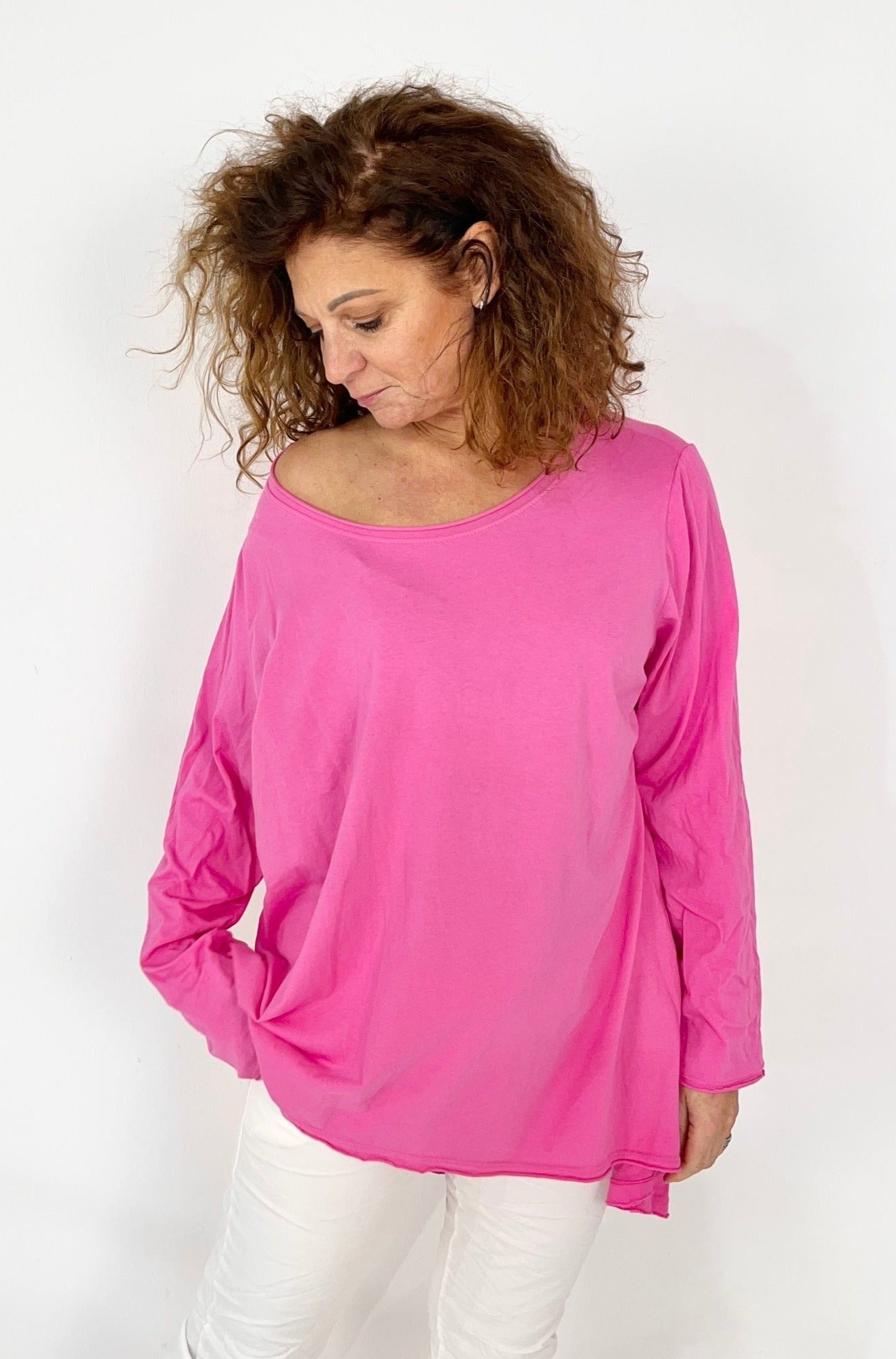 Oversized Vokuhila Shirt pink aus Baumwolle